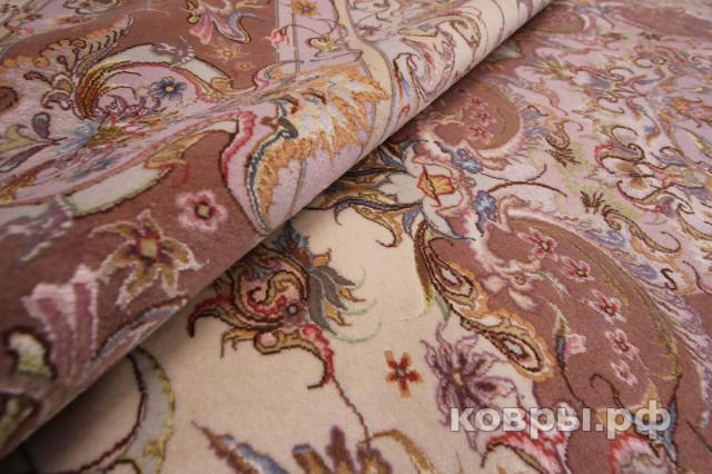 ковер ручной работы Иранский ковер ручной работы из шелка и шерсти Tabriz (Табриз Агдан) 2.44x1.76 — фото 4
