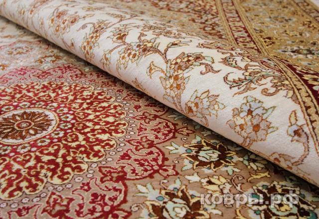 ковер ручной работы Шелковый Иранский ковер ручной работы Qum (Кум Ахмеди) 3x2 — фото 4