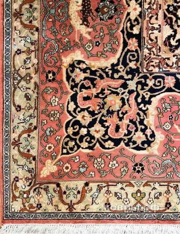 ковер ручной работы Шелковый Индийский ковер ручной работы Kashmir (Кашмир акбал тайл)  3.67x2.74 — фото 4