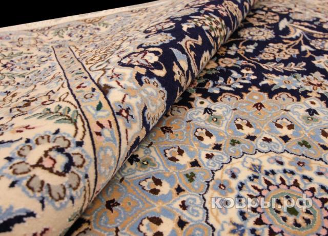 ковер ручной работы Иранский ковер ручной работы из шелка и шерсти Nain (Наин)  1.1x1.89 — фото 3