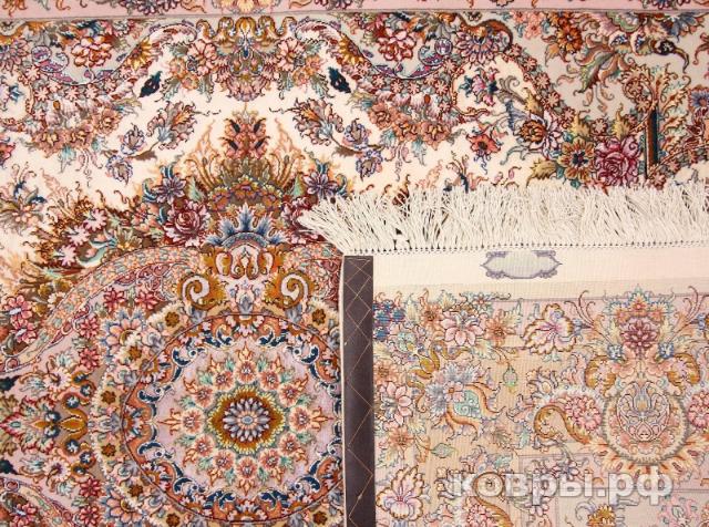 ковер ручной работы Иранский ковер ручной работы из шелка и шерсти Tabriz (Табриз) 2.05x1.5 — фото 4