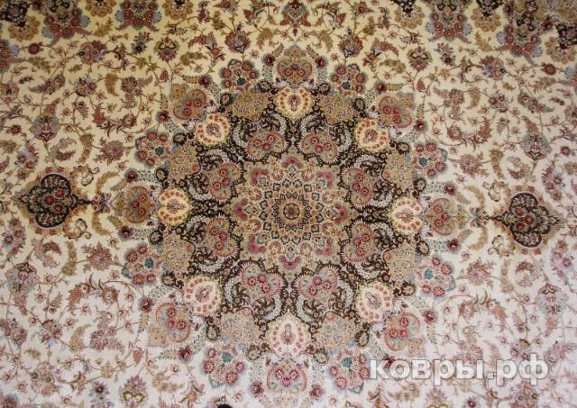 ковер ручной работы Шелковый Иранский ковер ручной работы Qum (Кум) 5.5x3.98 — фото 3