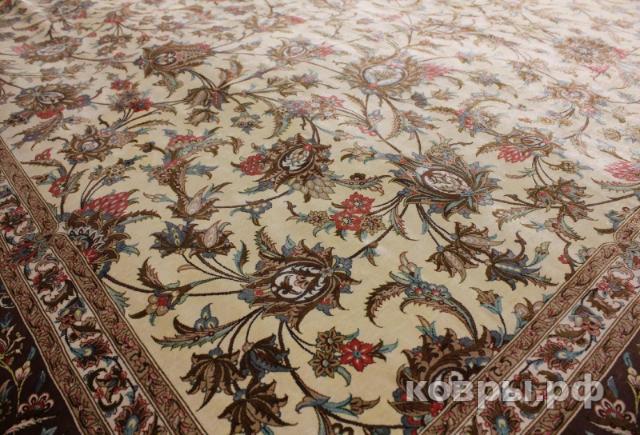 ковер ручной работы Шелковый Иранский ковер ручной работы Qum (Кум Авшан) 3.95x3.05 — фото 4