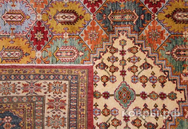 ковер ручной работы Афганский ковер ручной работы из шелка и шерсти Kazakh (Казах) 2.68x1.75 — фото 4