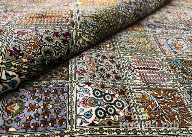 ковер ручной работы Шелковый Иранский ковер ручной работы Qum (Кум) 1.51x1 — фото 2