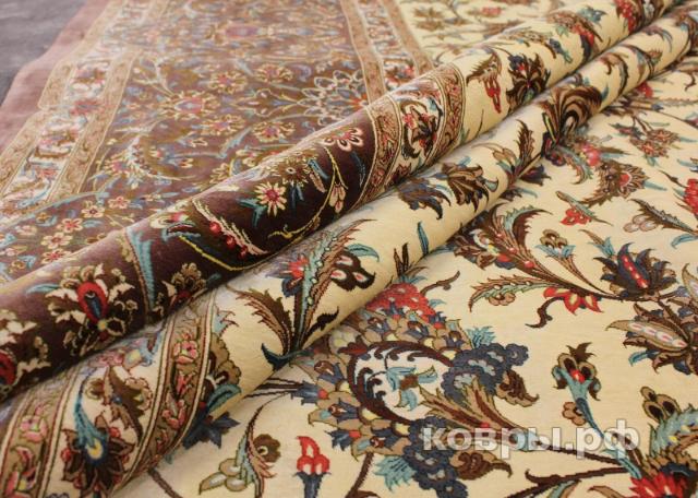 ковер ручной работы Шелковый Иранский ковер ручной работы Qum (Кум Авшан) 3.95x3.05 — фото 6