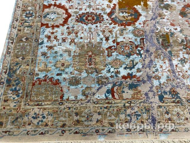 ковер ручной работы Индийский ковер ручной работы из шелка и шерсти 3.74x2.75 — фото 2