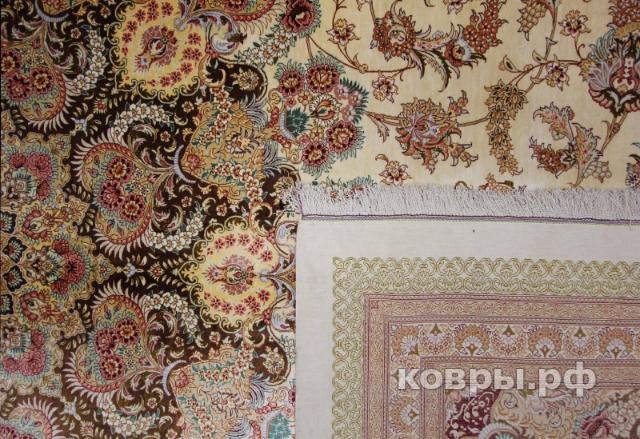 ковер ручной работы Шелковый Иранский ковер ручной работы Qum (Кум) 5.5x3.98 — фото 8