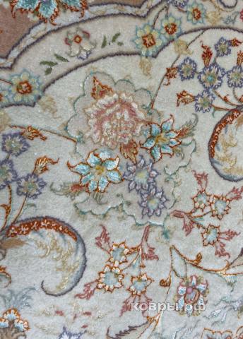 ковер ручной работы Иранский ковер ручной работы из шелка и шерсти Tabriz (Табриз Забвар) 2x2.05 — фото 3