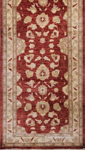 ковер ручной работы Афганский ковер ручной работы из шелка и шерсти Сhoubi Ziegler (Чуби зиглер) 2.94x0.81 — фото 2