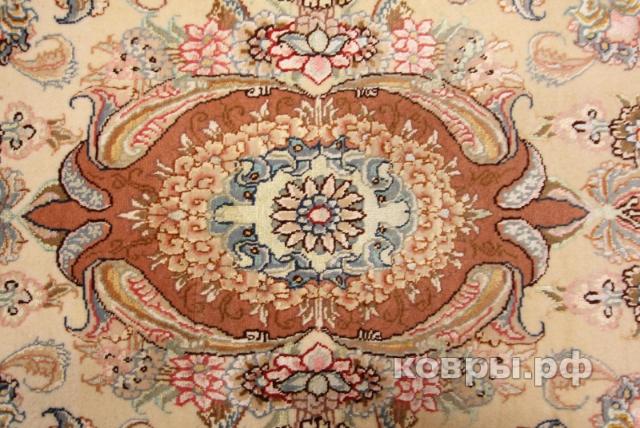ковер ручной работы Иранский ковер ручной работы из шелка и шерсти Tabriz (Табриз) 1.29x0.79 — фото 3