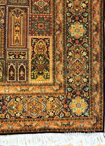 ковер ручной работы Шелковый Индийский ковер ручной работы Kashmir (Кашмир Хешти ) 3.07x2.18 — фото 3