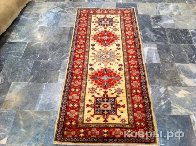 ковер ручной работы Афганский ковер ручной работы Казах 0.81x1.89м — фото 2