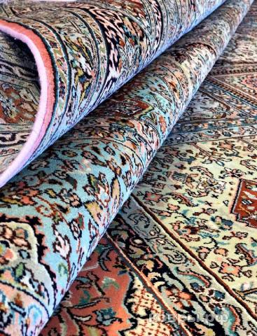 ковер ручной работы Шелковый Индийский ковер ручной работы Kashmir (Кашмир акбал тайл) 3.25x2.48 — фото 2