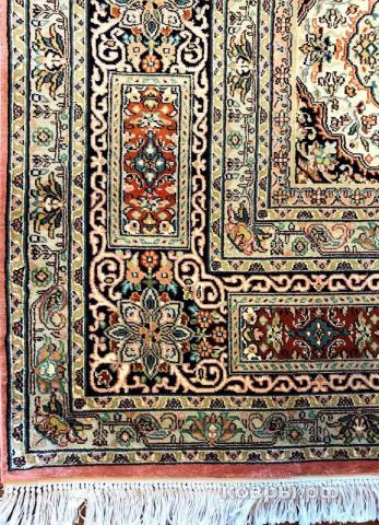 ковер ручной работы Шелковый Индийский ковер ручной работы Kashmir (Кашмир акбал тайл) 3.25x2.48 — фото 3