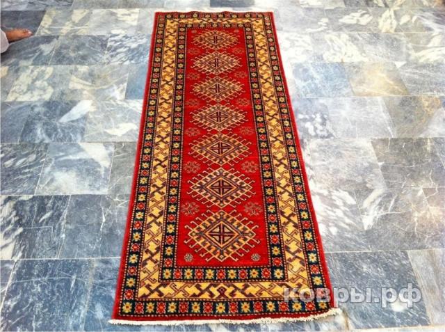 ковер ручной работы Афганский ковер ручной работы Казах 0.75x1.98м — фото 2