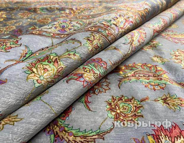 ковер ручной работы Шелковый Иранский ковер ручной работы Qum (Кум)  5.85x3.95 — фото 4