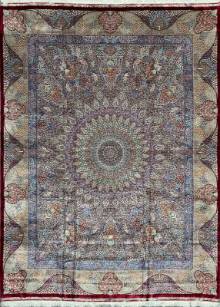 Шелковый Иранский ковер ручной работы Qum (Кум) 3x2.5