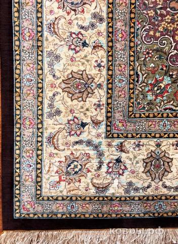 ковер ручной работы Шелковый Иранский ковер ручной работы Qum (Кум) 2.93x3.95 — фото 2