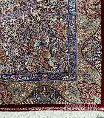 ковер ручной работы Шелковый Иранский ковер ручной работы Qum (Кум) 3x2.5 — фото 2