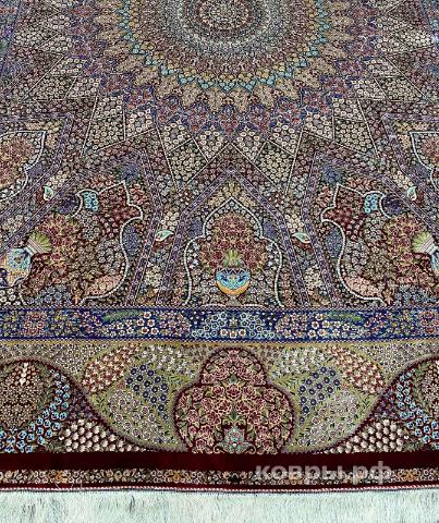 ковер ручной работы Шелковый Иранский ковер ручной работы Qum (Кум) 3x2.5 — фото 3