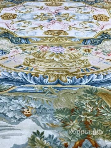 ковер ручной работы Китайский ковер ручной работы из шелка и шерсти Savonnery (Савоннери) 3.73x2.9 — фото 5