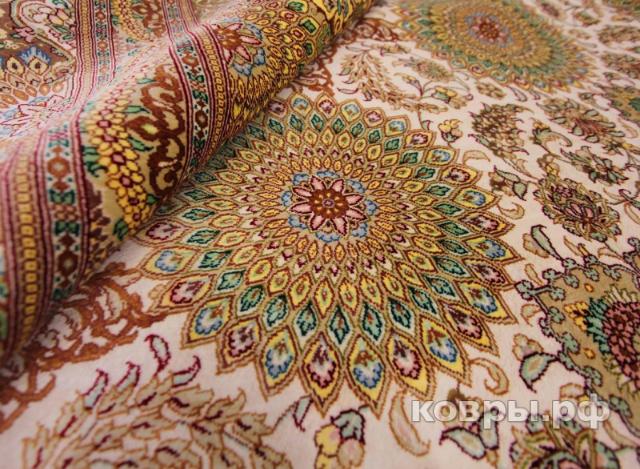 ковер ручной работы Шелковый Иранский ковер ручной работы Qum (Кум) 3.88x2.9 — фото 4