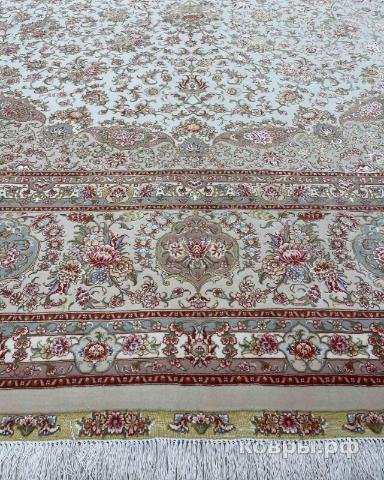 ковер ручной работы Китайский ковер ручной работы из шелка и шерсти Hereke (Хереке тебриз)  3.08x4.27 — фото 4