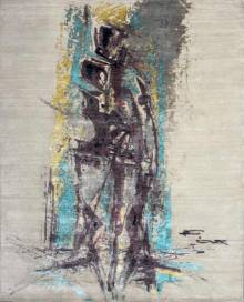 Индийский ковер ручной работы из шелка и шерсти 3.05x2.44