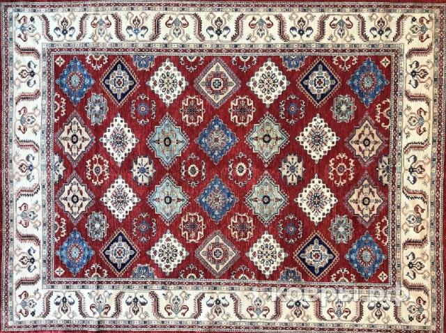 ковер ручной работы Шелковый Афганский ковер ручной работы Kazakh (Казах) 3.95x2.97
