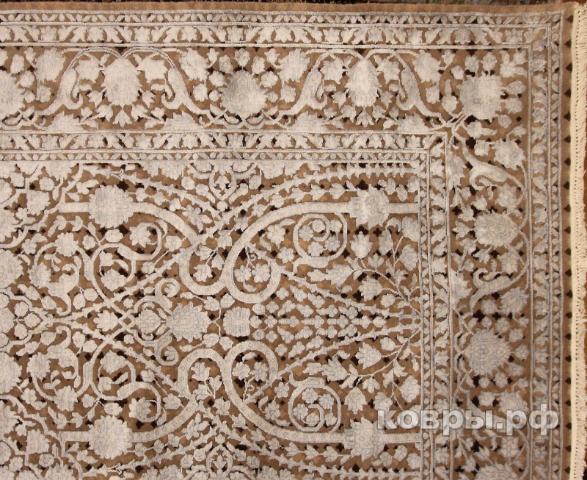 ковер ручной работы Индийский ковер ручной работы из шелка и шерсти 3.01x2.43 — фото 2