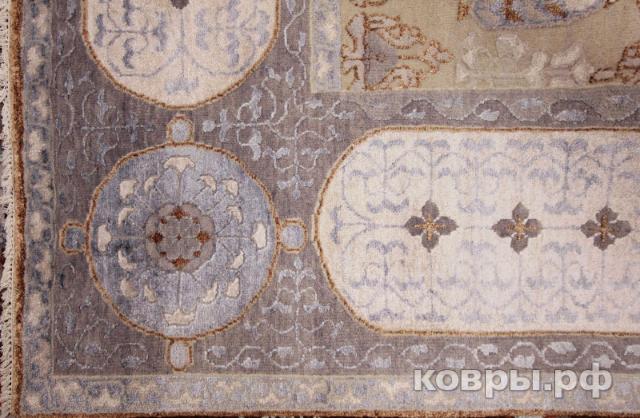 ковер ручной работы Индийский ковер ручной работы из шелка и шерсти 3.68x2.79 — фото 5