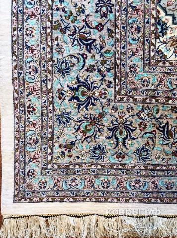 ковер ручной работы Шелковый Иранский ковер ручной работы Qum (Кум Кашан)2.5x3.5 — фото 3