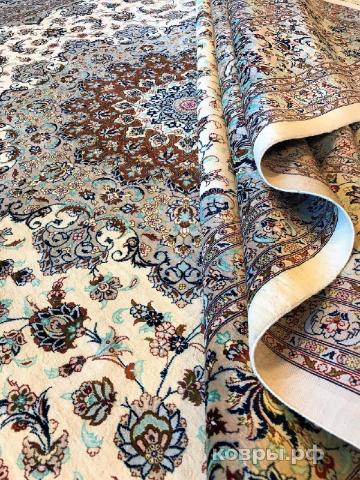 ковер ручной работы Шелковый Иранский ковер ручной работы Qum (Кум Кашан)2.5x3.5 — фото 4