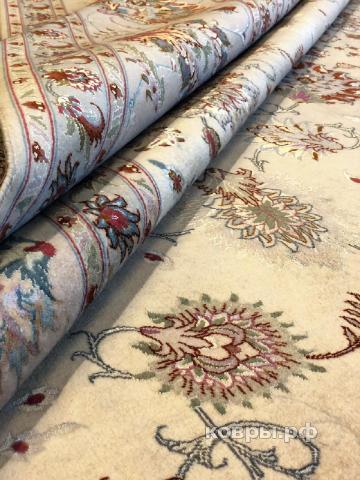 ковер ручной работы Иранский ковер ручной работы из шелка и шерсти Tabriz (Табриз Авшан) 3.94x3.02 — фото 3