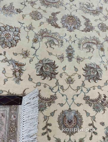 ковер ручной работы Иранский ковер ручной работы из шелка и шерсти Tabriz (Табриз Авшан) 2.35x1.75 — фото 4