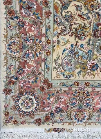 ковер ручной работы Иранский ковер ручной работы из шелка и шерсти Tabriz (Табриз) 3.12x2.03 — фото 2