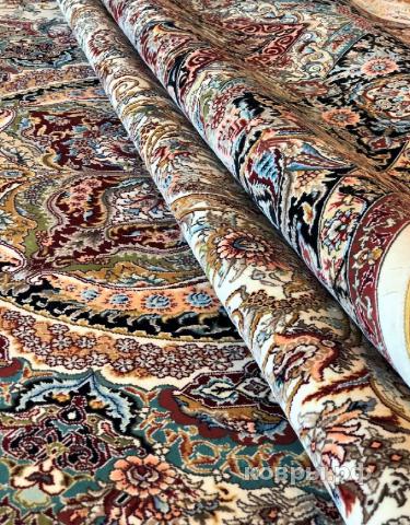 ковер ручной работы Шелковый Китайский ковер ручной работы Hereke (Хереке)  3.63x2.59 — фото 5