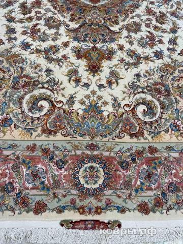 ковер ручной работы Иранский ковер ручной работы из шелка и шерсти Tabriz (Табриз) 3.12x2.03 — фото 4