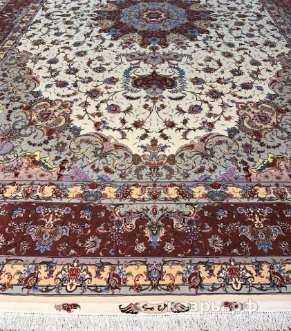 ковер ручной работы Иранский ковер ручной работы из шелка и шерсти Tabriz (Табриз Олия) 6.2x4.03 — фото 2