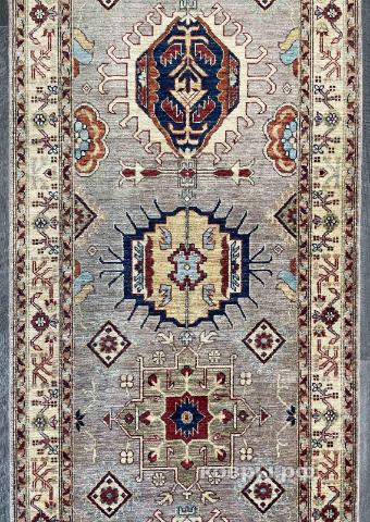 ковер ручной работы Шелковый Афганский ковер ручной работы Сhoubi (Чуби файн) 3.72x0.92 — фото 3