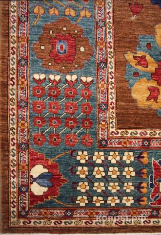 ковер ручной работы Шелковый Афганский ковер ручной работы Сhoubi (Чуби) 4.17x3.02 — фото 4