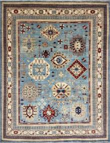 Шелковый Афганский ковер ручной работы Kazakh (Казах) 3x2.42