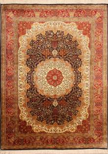 Шелковый Индийский ковер ручной работы 2.14x1.52