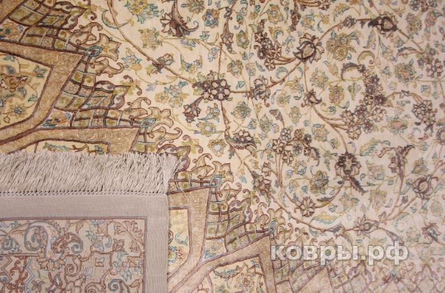 ковер ручной работы Шелковый Иранский ковер ручной работы Qum (Кум Ахмеди) 4.2x2.94 — фото 3