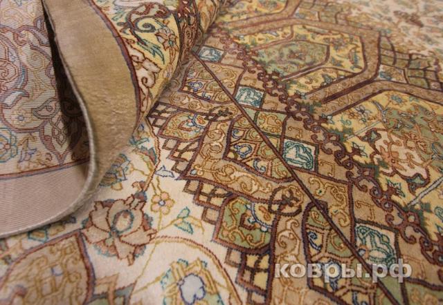 ковер ручной работы Шелковый Иранский ковер ручной работы Qum (Кум Ахмеди) 4.2x2.94 — фото 4