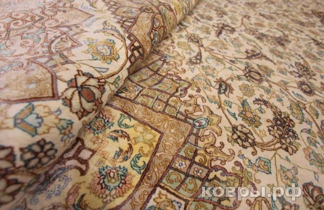 ковер ручной работы Шелковый Иранский ковер ручной работы Qum (Кум Ахмеди) 4.2x2.94 — фото 5