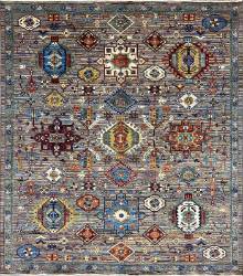 Шелковый Афганский ковер ручной работы Kazakh (Казах) 2.94x2.42