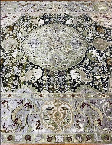 ковер ручной работы Индийский ковер ручной работы из шелка и шерсти 3.61x2.75 — фото 2