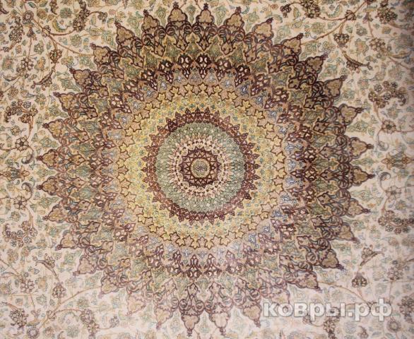 ковер ручной работы Шелковый Иранский ковер ручной работы Qum (Кум Ахмеди) 4.2x2.94 — фото 6